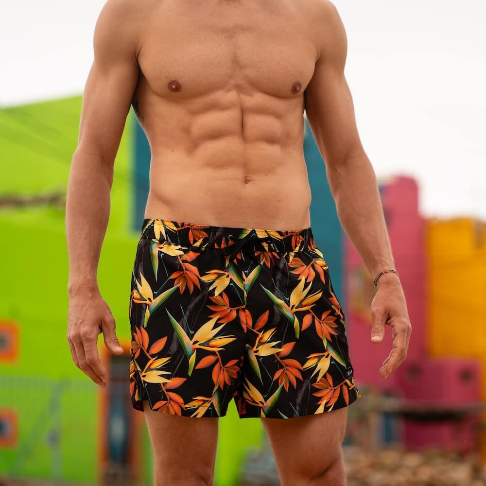 Seay / Costume Da Bagno Corto Nero Bird Of Paradise