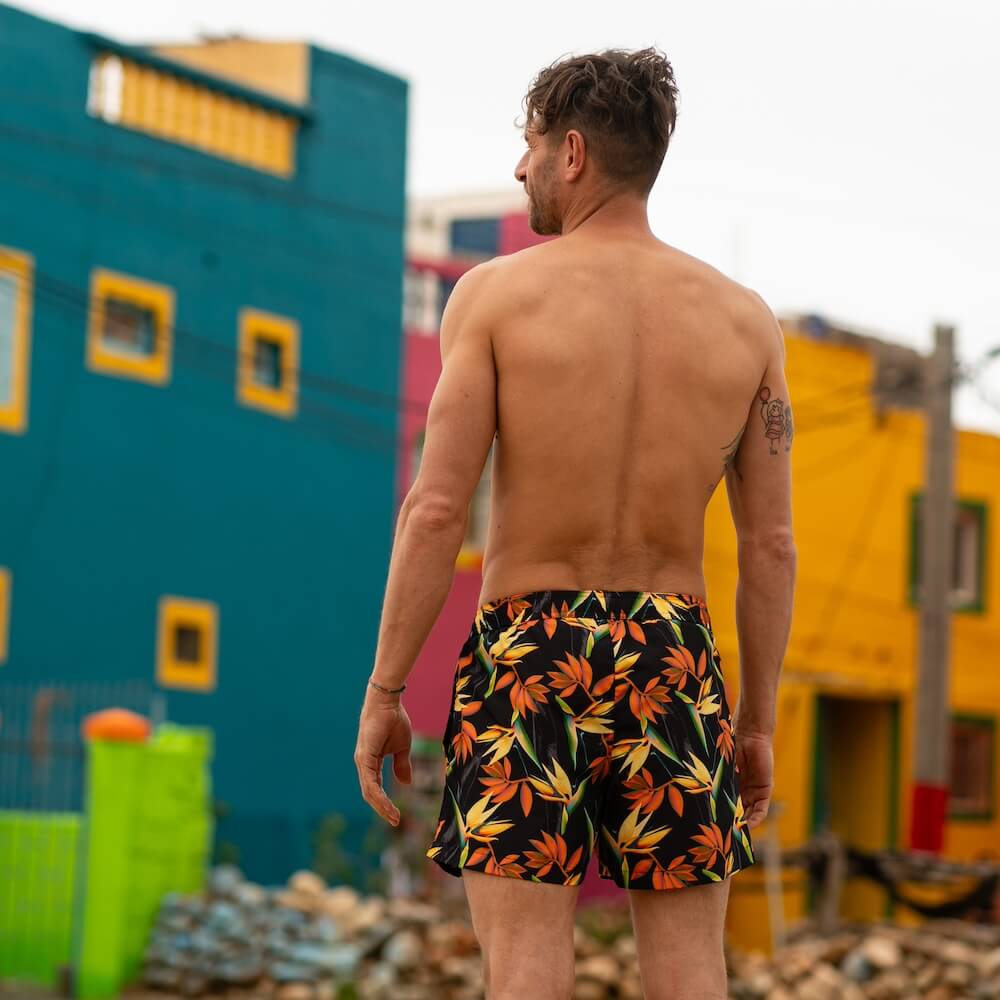 Seay / Costume Da Bagno Corto Nero Bird Of Paradise