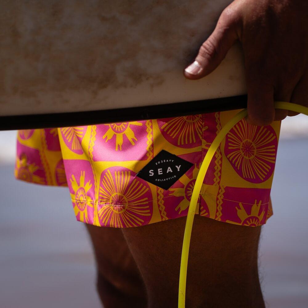 Seay / Costume da Bagno Corto Rosa Giallo Symbols