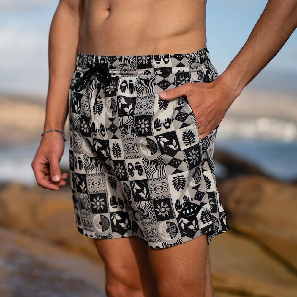 Seay / Costume da Bagno Medio Grigio Nero Symbols