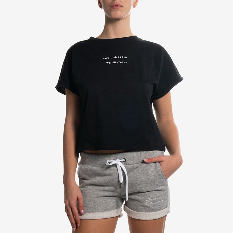 Seay Crop T-Shirt Black Palms
