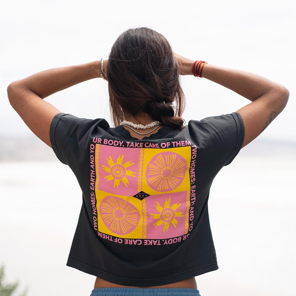 Seay / Crop T-Shirt Nera Symbols