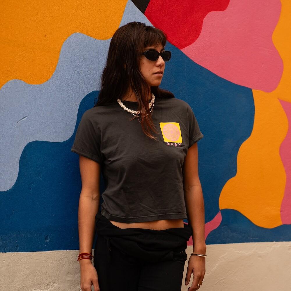 Seay / Crop T-Shirt Nera Symbols