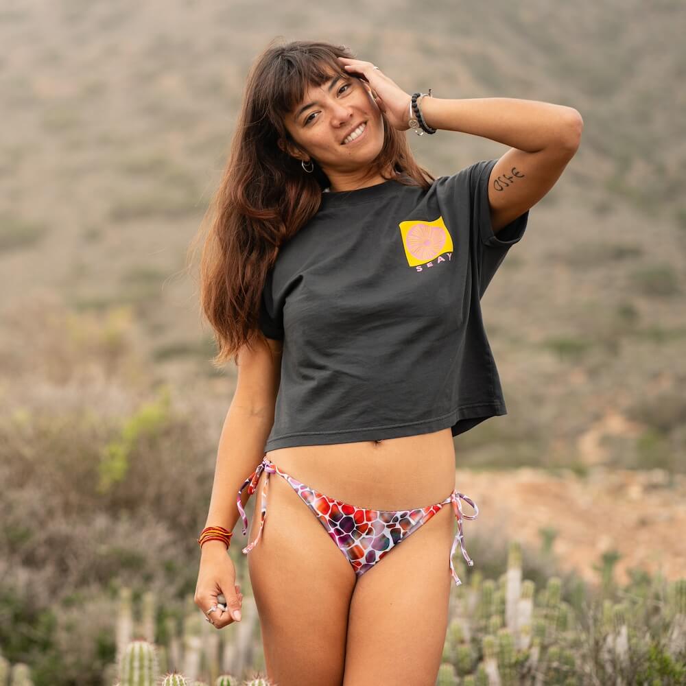 Seay / Crop T-Shirt Nera Symbols