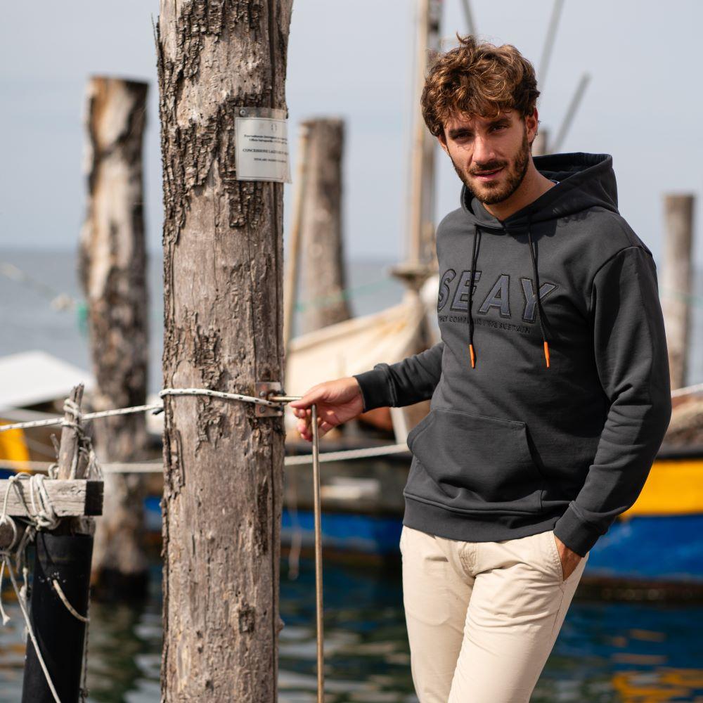 Seay / Felpa Con Cappuccio Nera Delavé