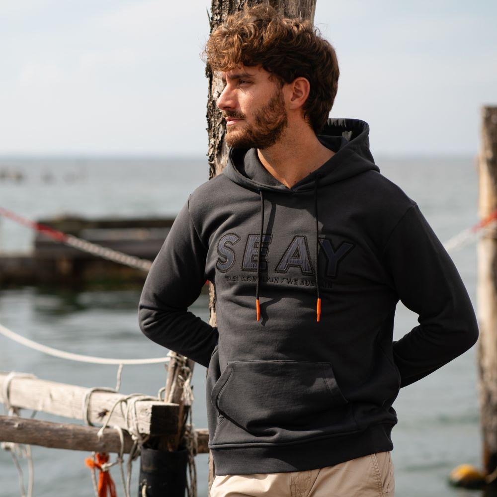 Seay / Felpa con Cappuccio Nera Delavé