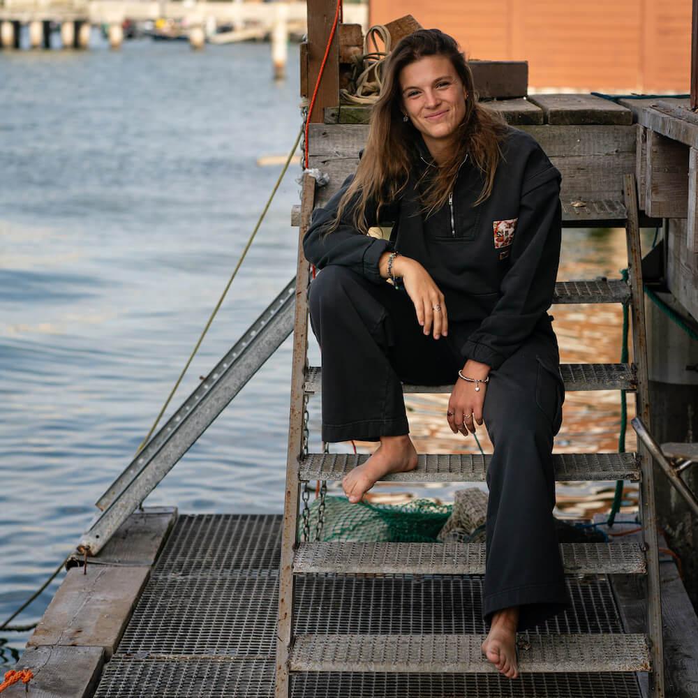 Seay / Felpa Con Zip Nera Mandalay