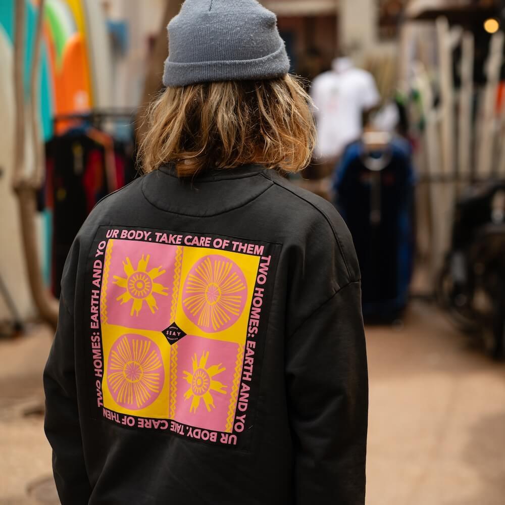 Seay / Felpa Girocollo Nera Symbols