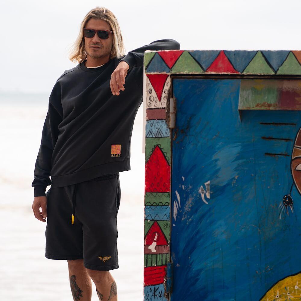 Seay / Felpa Girocollo Nera Symbols