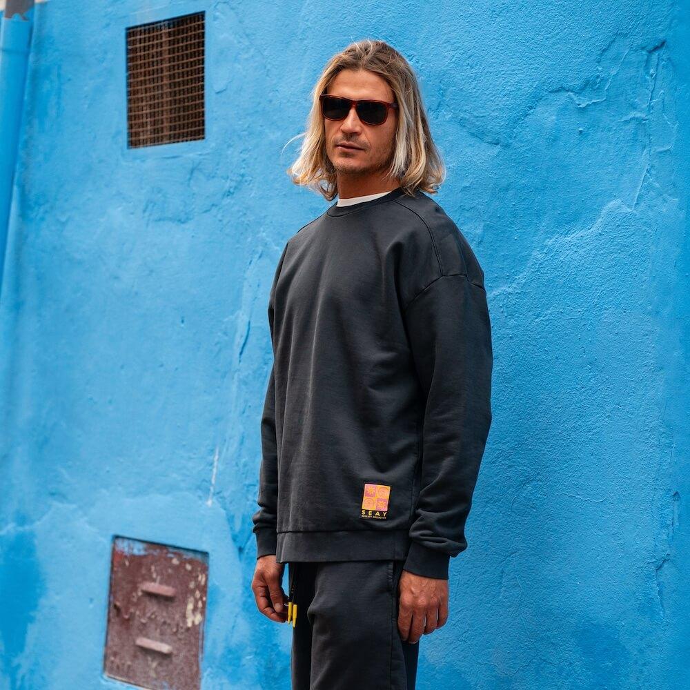 Seay / Felpa Girocollo Nera Symbols