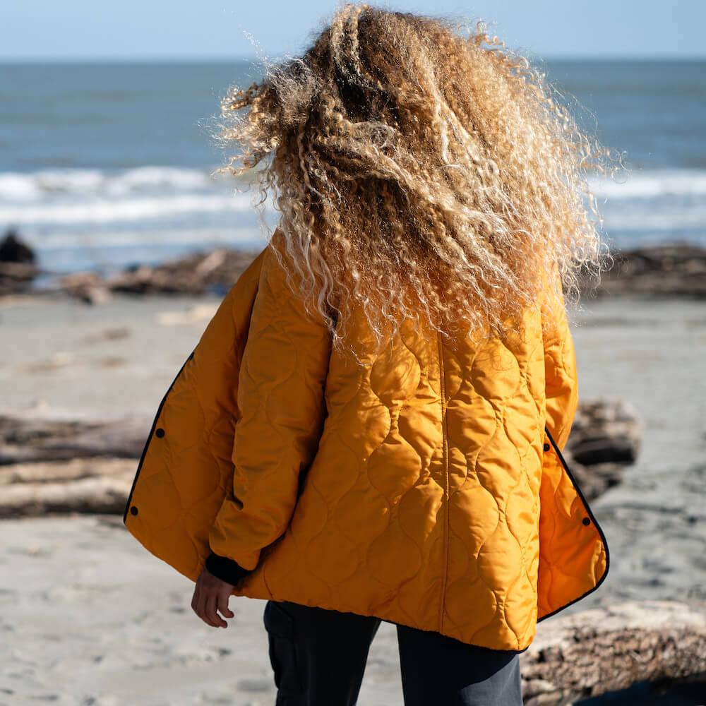 Seay / Giacca Lunga Trapuntata Ocra