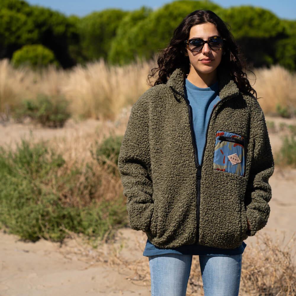 Seay Giacca Orsetto Reversibile Verde