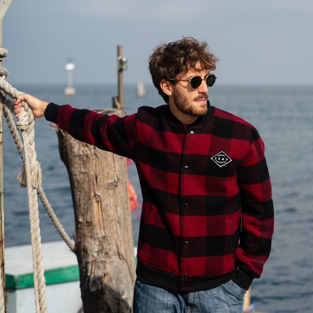 Seay / Giacca Varsity Quadri Rosso Nero