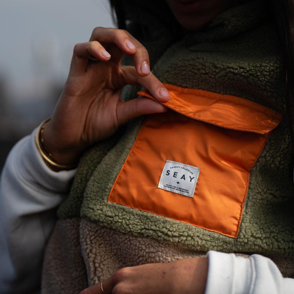 Seay / Gilet Teddy Verde Menta & Natural