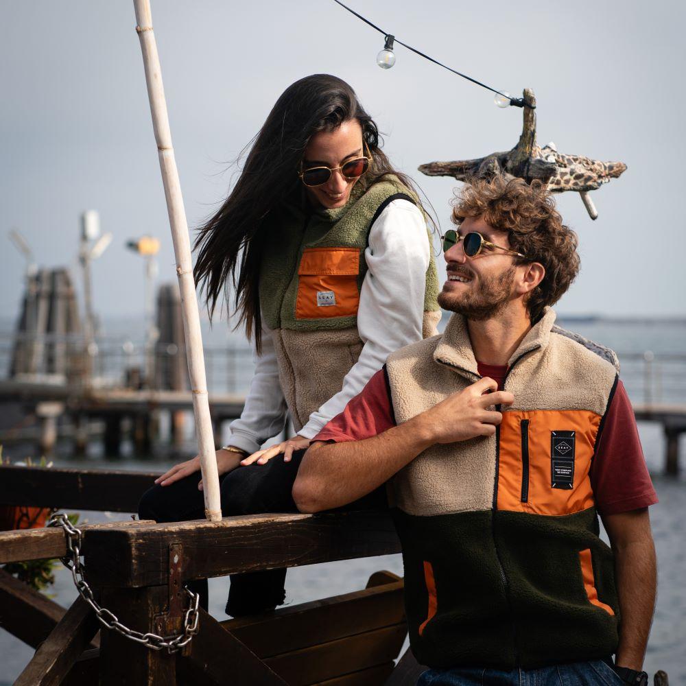 Seay / Gilet Teddy Verde Menta & Natural