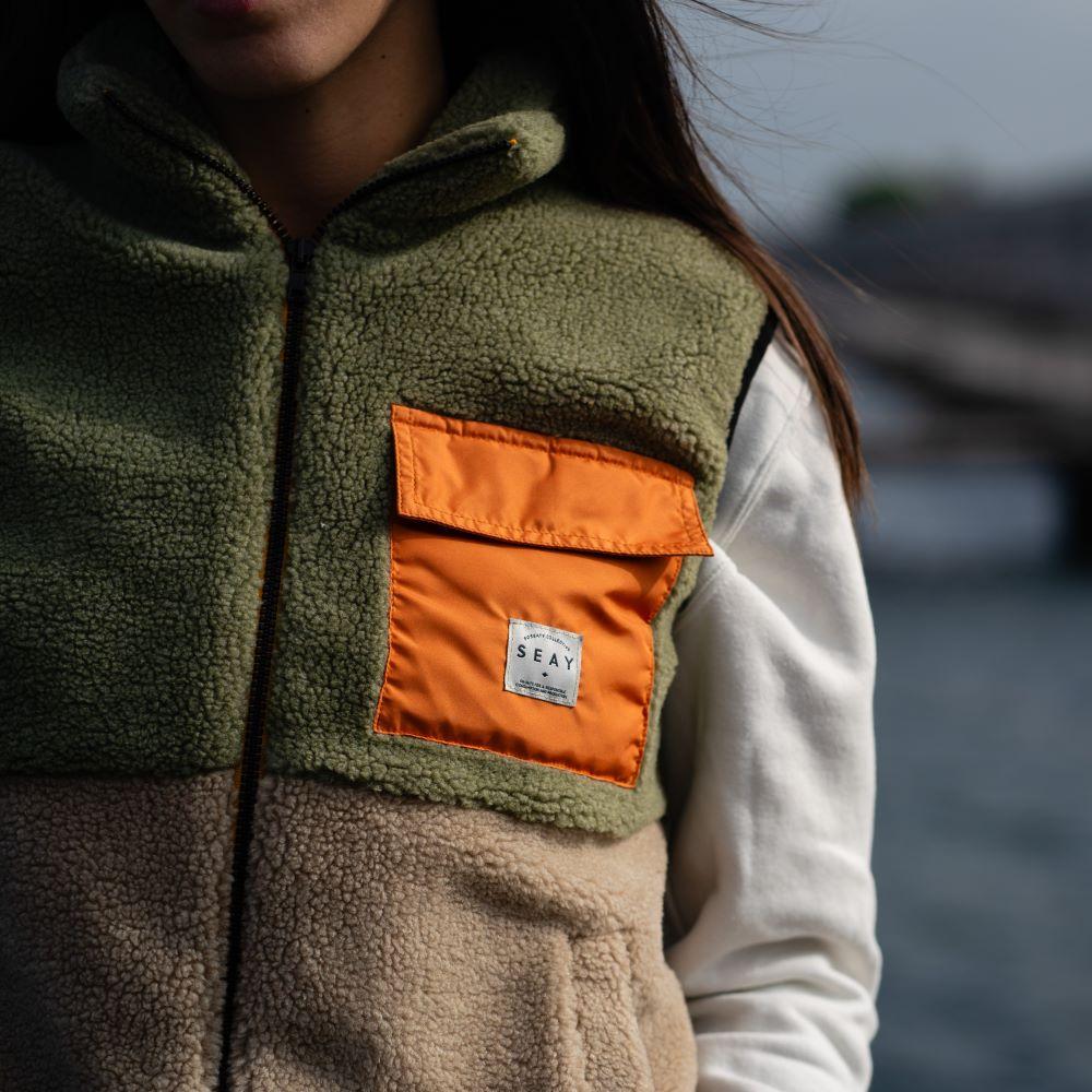 Seay / Gilet Teddy Verde Menta & Natural