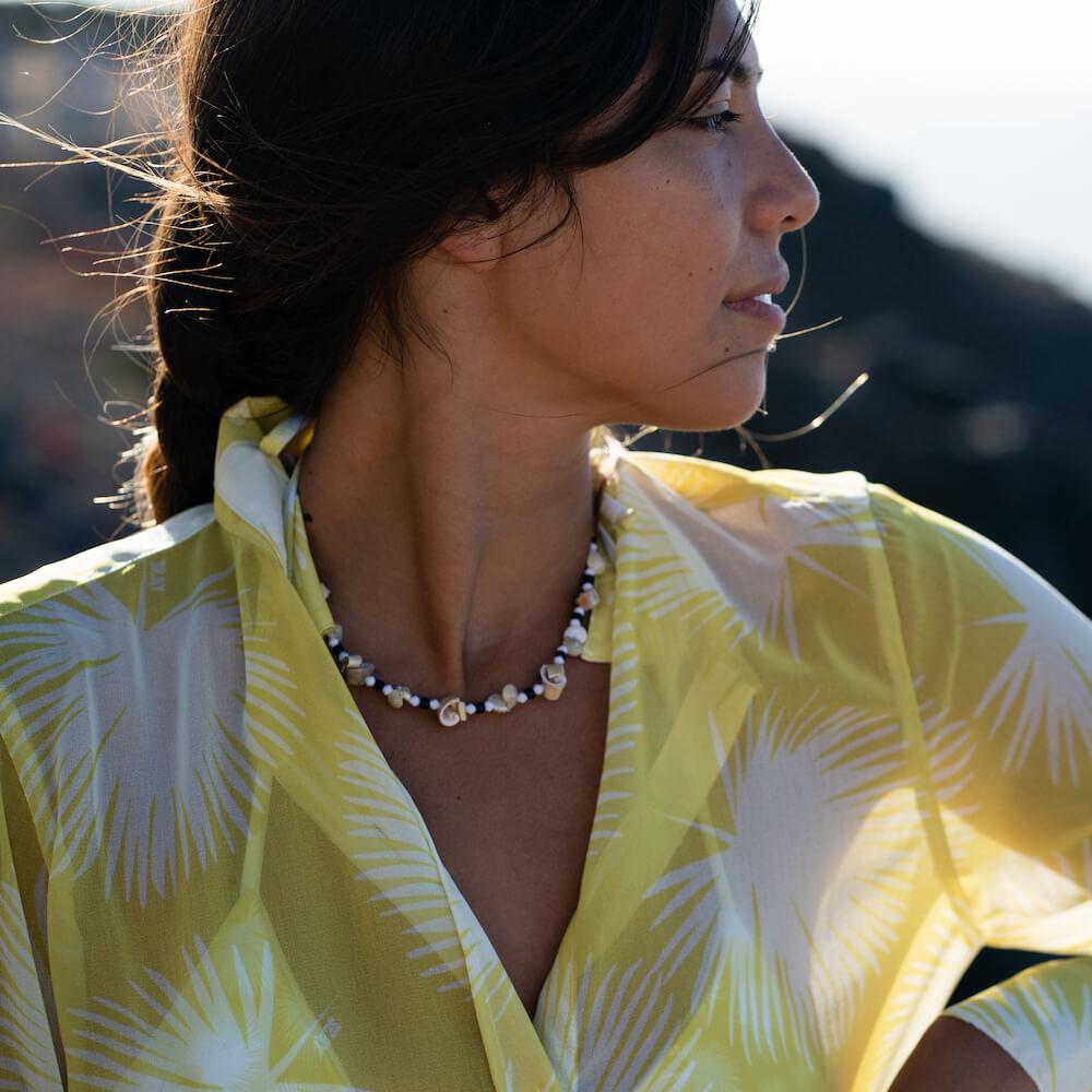 Seay / Maxi Camicia Gialla Soffioni