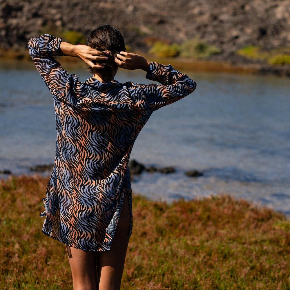 Seay / Maxi Camicia Nero Tigre