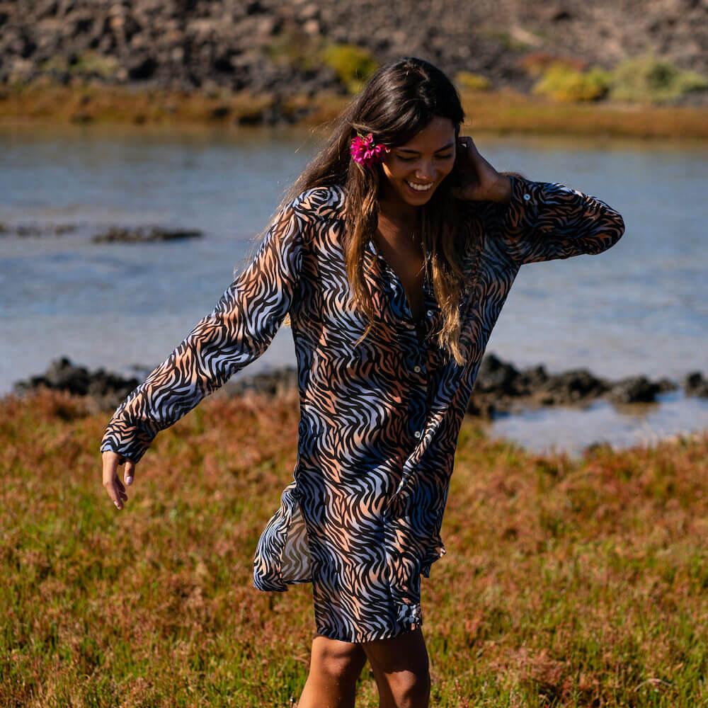 Seay / Maxi Camicia Nero Tigre