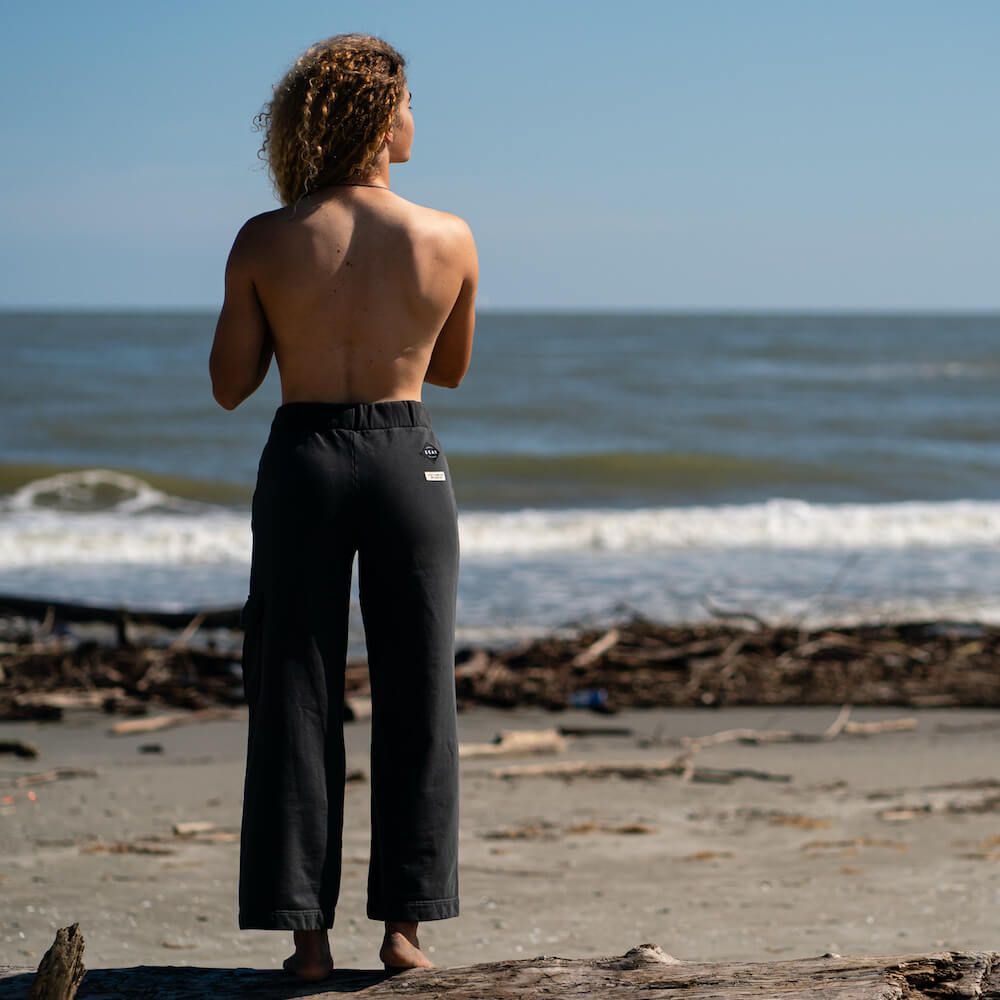 Seay / Pantalone Lungo Cargo In Felpa Nero Lizard