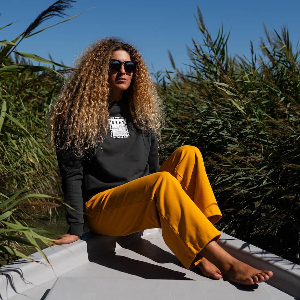 Seay / Pantalone Lungo Cargo In Felpa Ocra Lizard