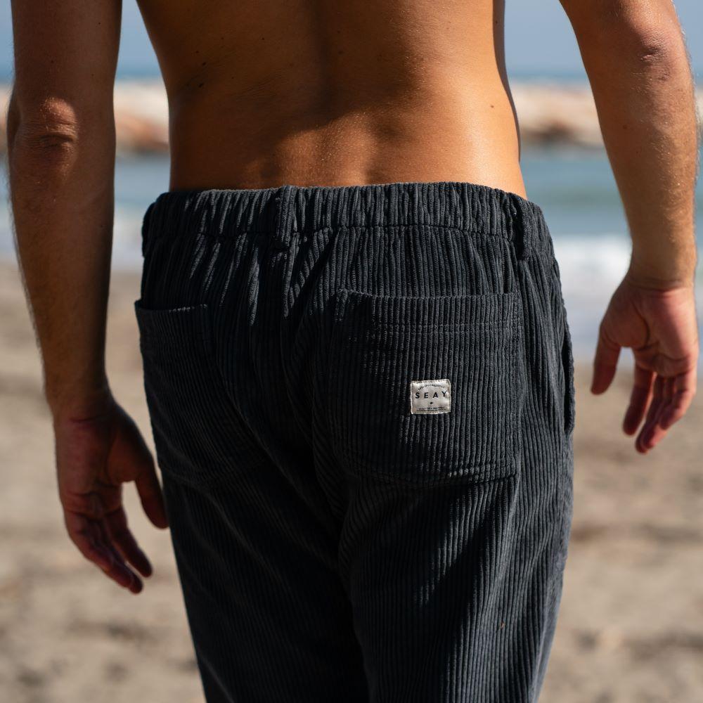 Seay / Pantalone Lungo Velluto Nero Delavé