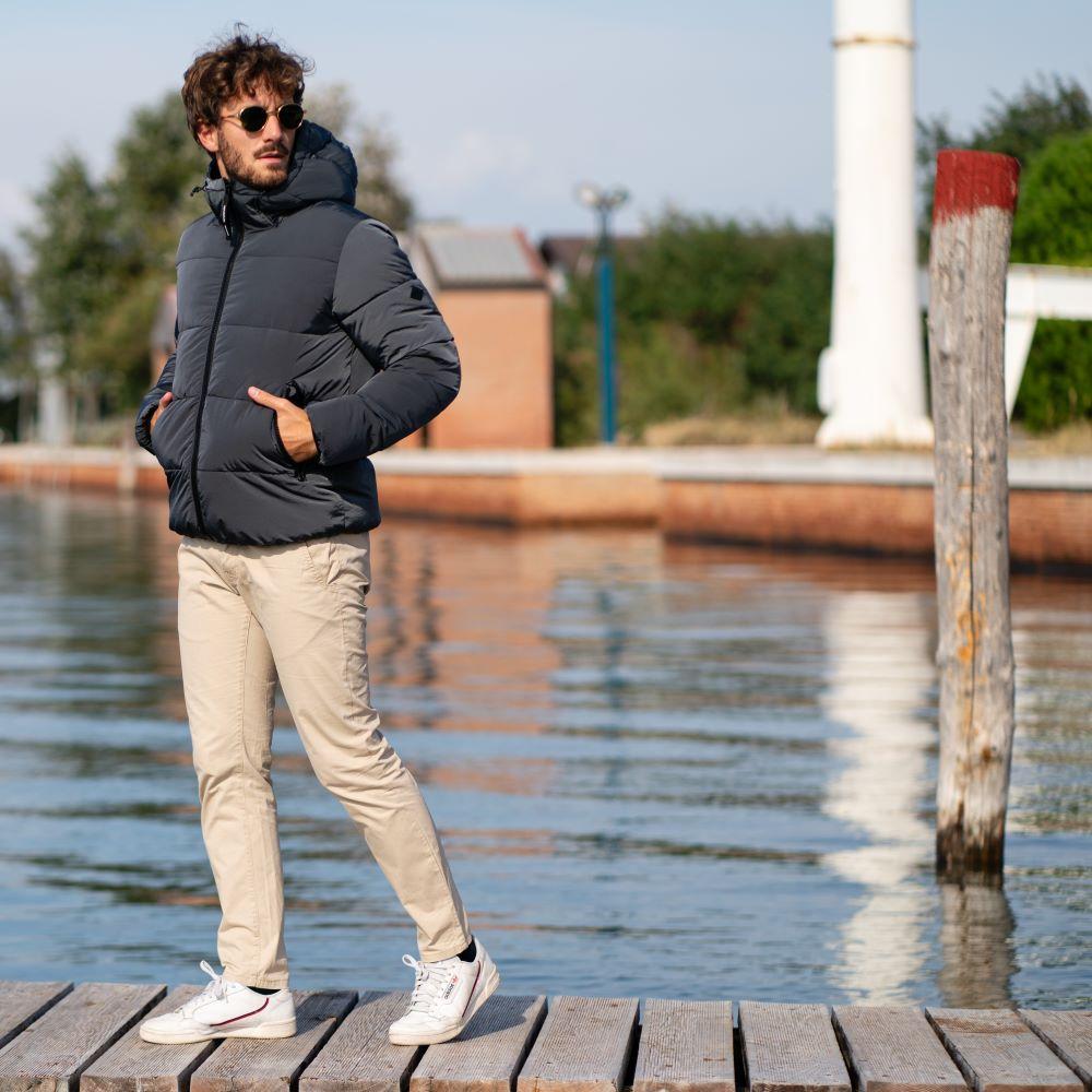 Seay / Piumino Grigio Ferro Con Cappuccio