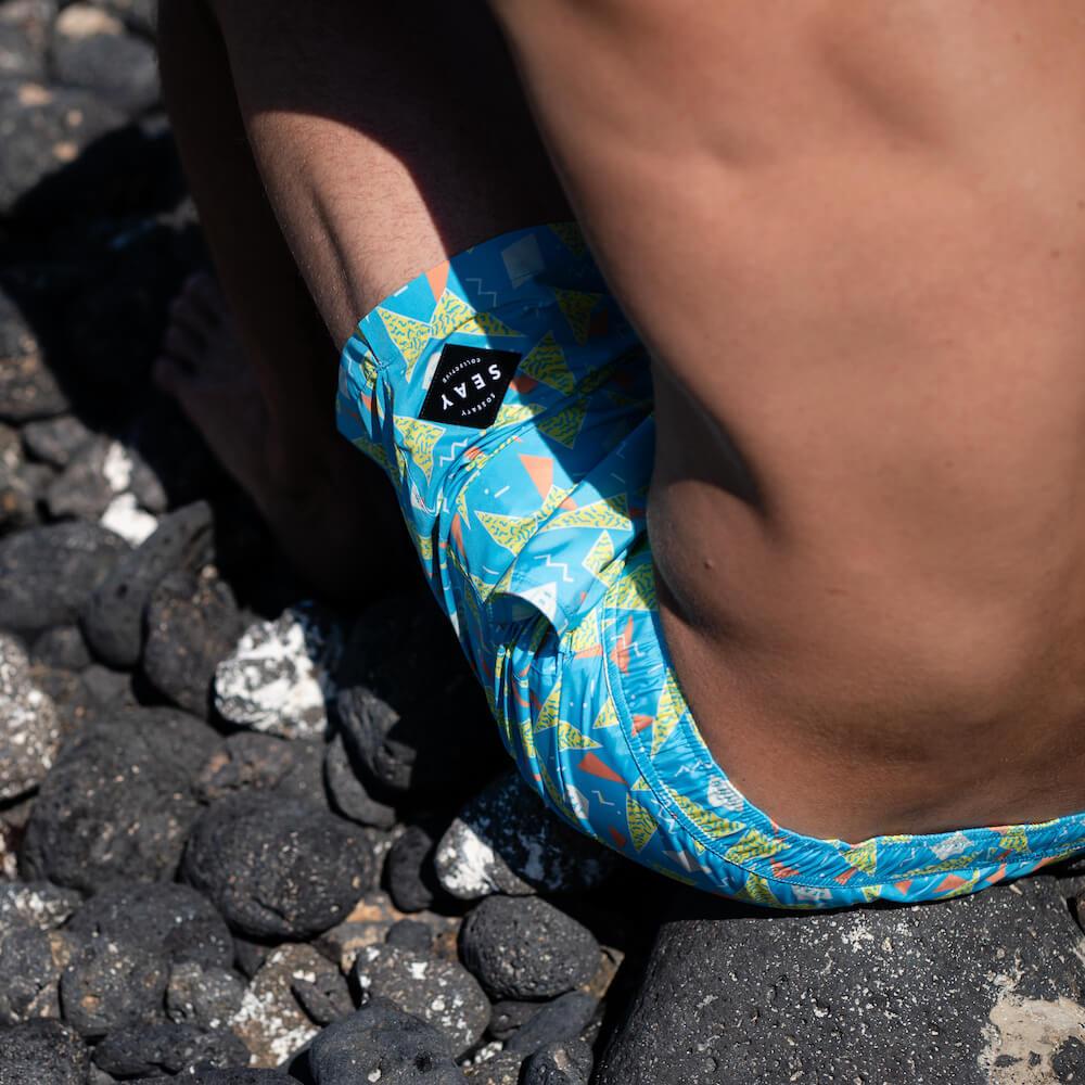 Seay / Swim Boxer Medio Azzurro Stampa 80s