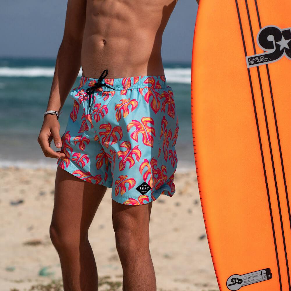 Seay Swim Boxer Medio Blu Monstera