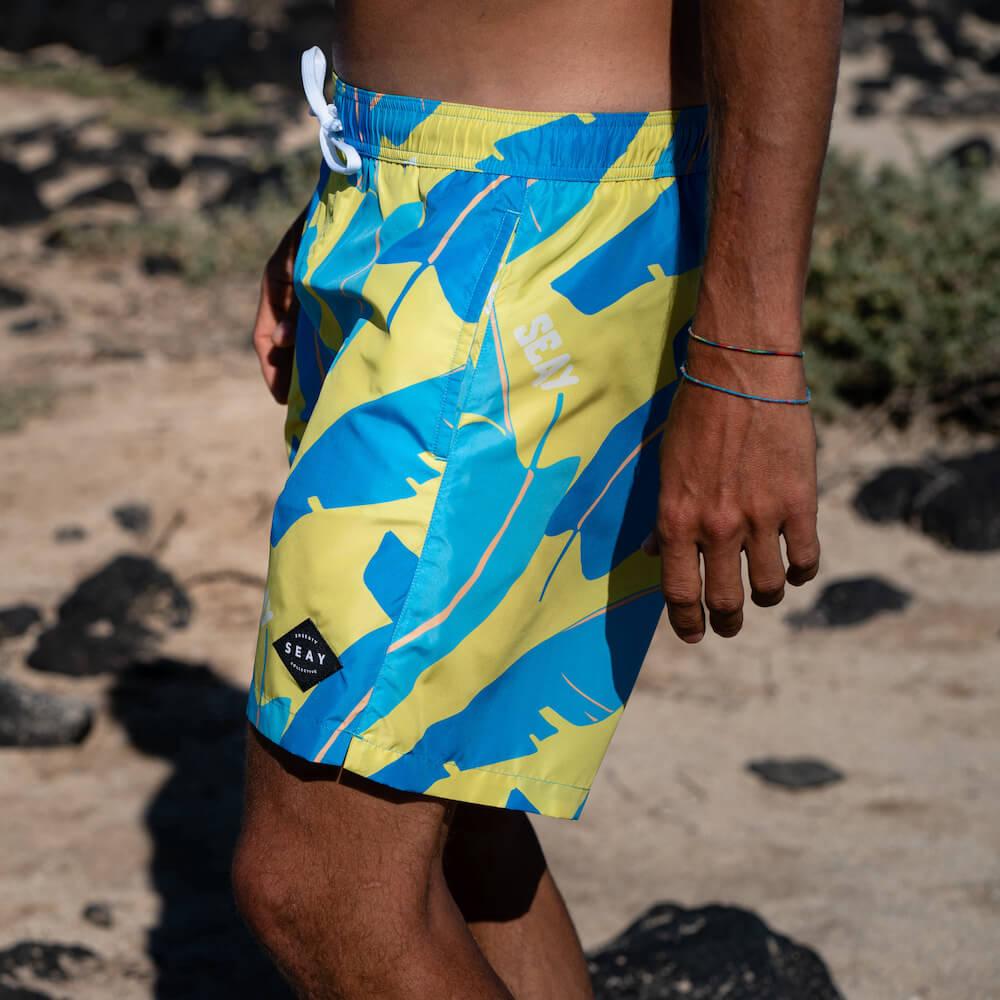 Seay / Swim Boxer Medio Giallo Blu Foglie Banano