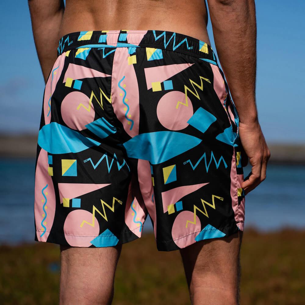 Seay / Swim Boxer Medio Nero Stampa Macro 80s