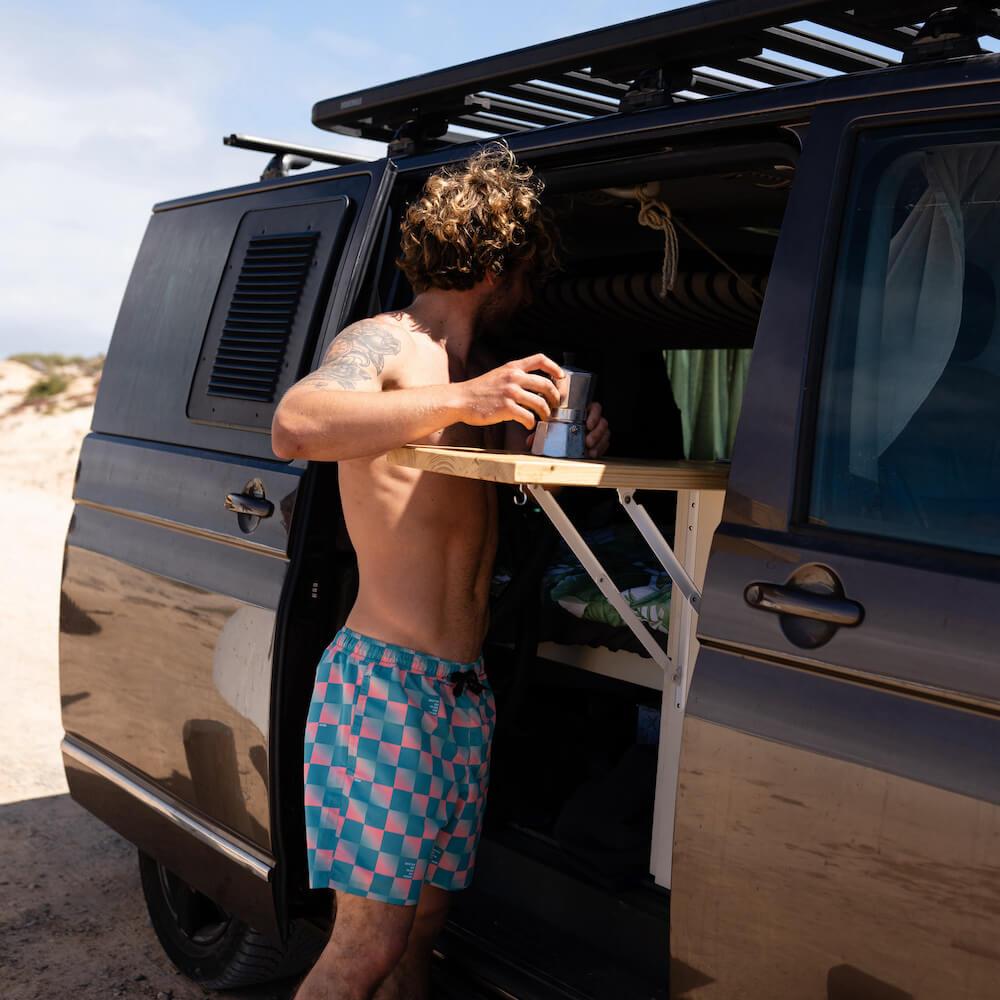 Seay / Swim Boxer Medio Quadri Verde Rosa Akau