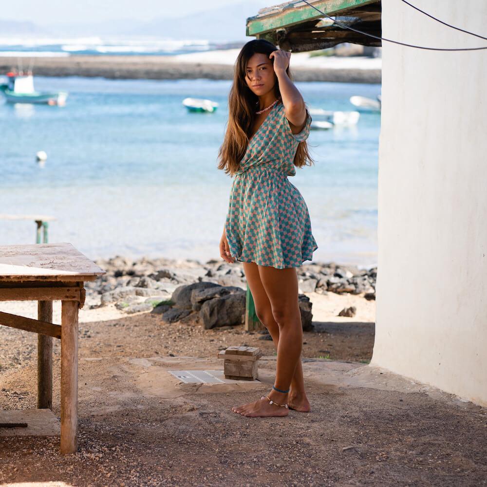 Seay / Vestito Verde Rosa Quadri