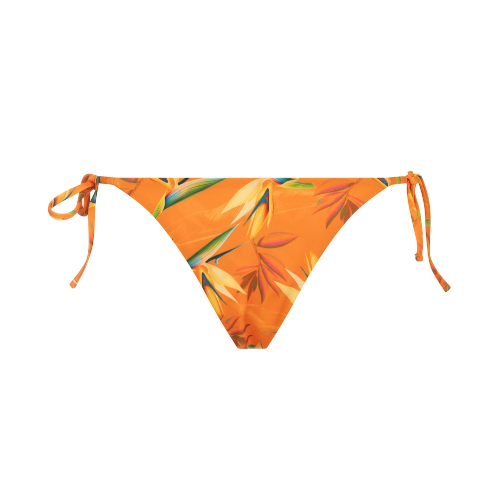 Seay / Slip Bikini Reversibile Con Laccetti Nero Arancione Bird Of Paradise