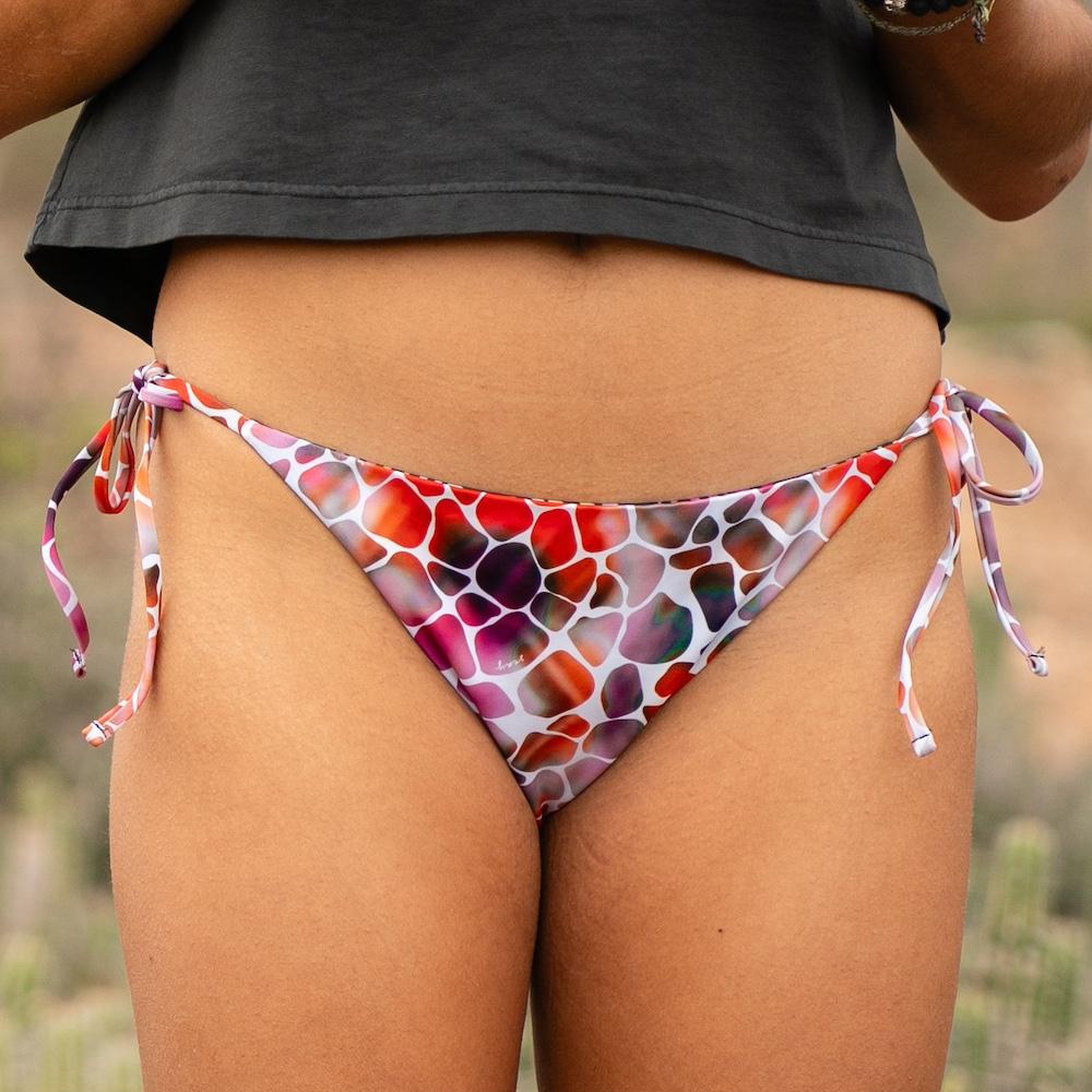 Seay / Slip Bikini Reversibile Con Laccetti Nero Zebra & Giraffe