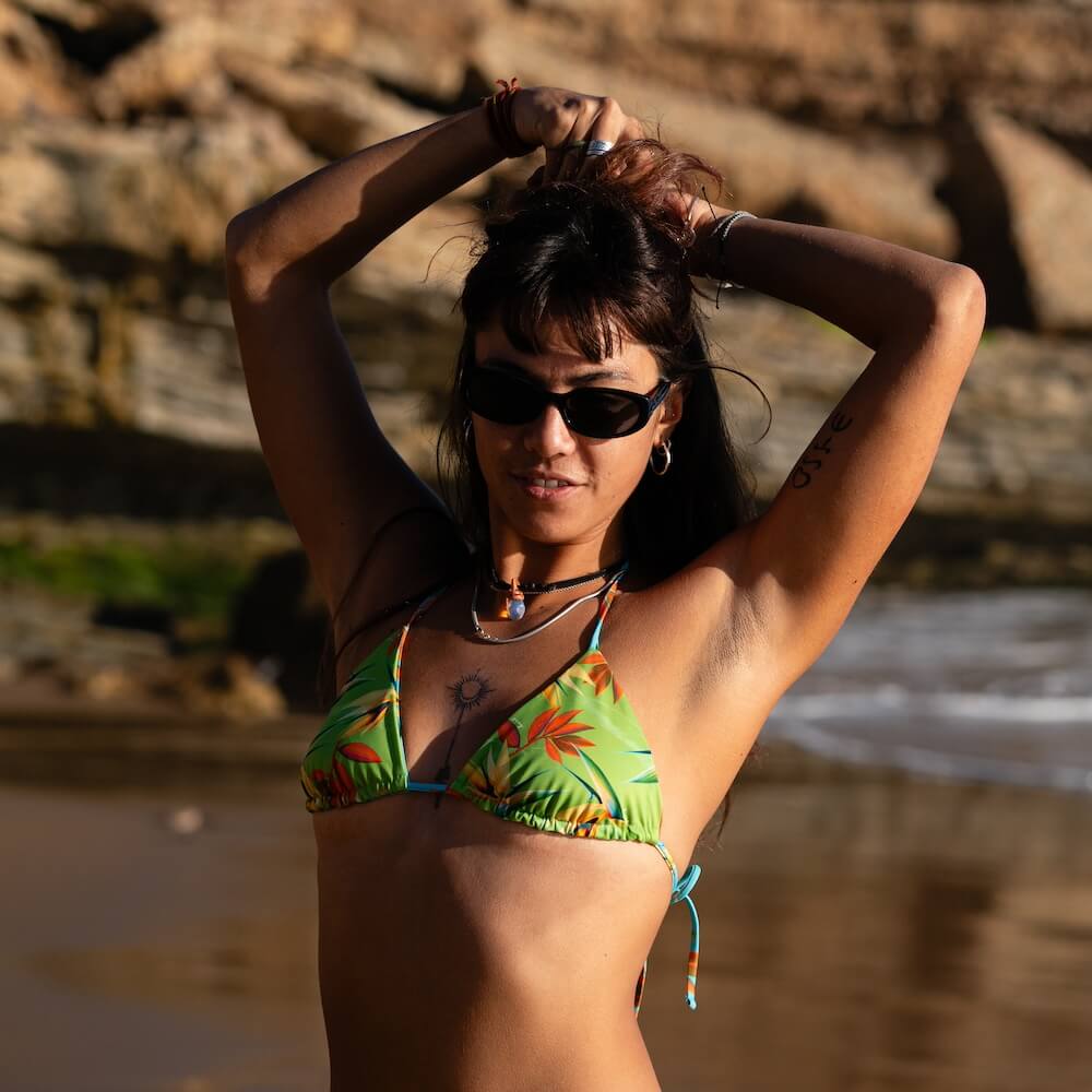 Seay / Triangolo Bikini Reversibile Azzurro Verde Bird Of Paradise