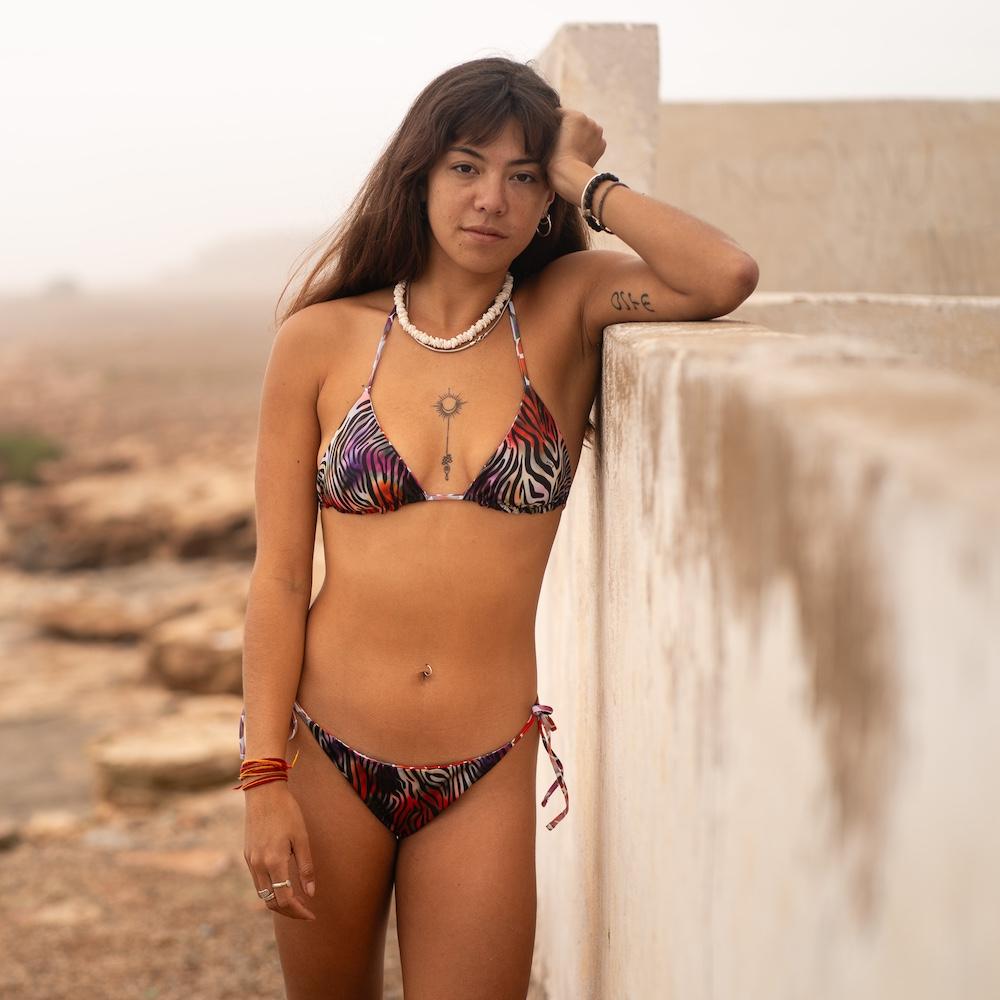 Seay / Triangolo Bikini Reversibile Nero Zebra & Giraffa