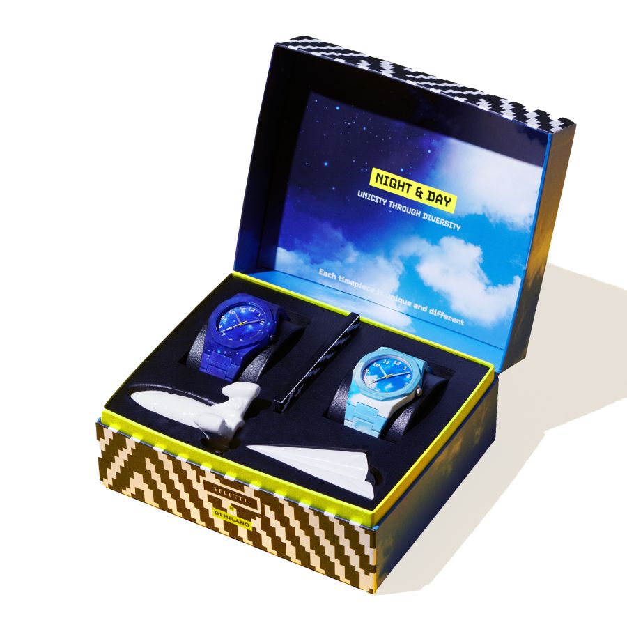 Seletti “Day & night” Set of two wrist watches and 2 porcelain decorations