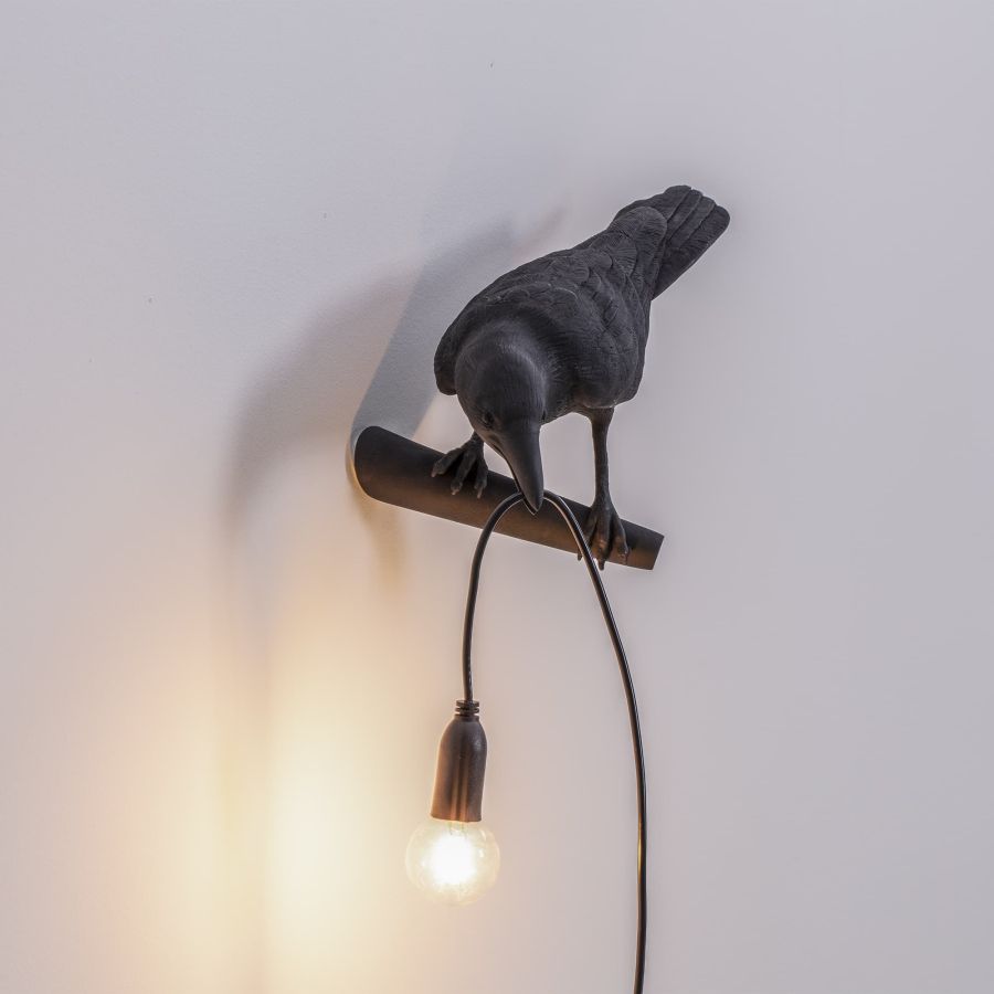 Seletti Bird Lamp Black Looking Left