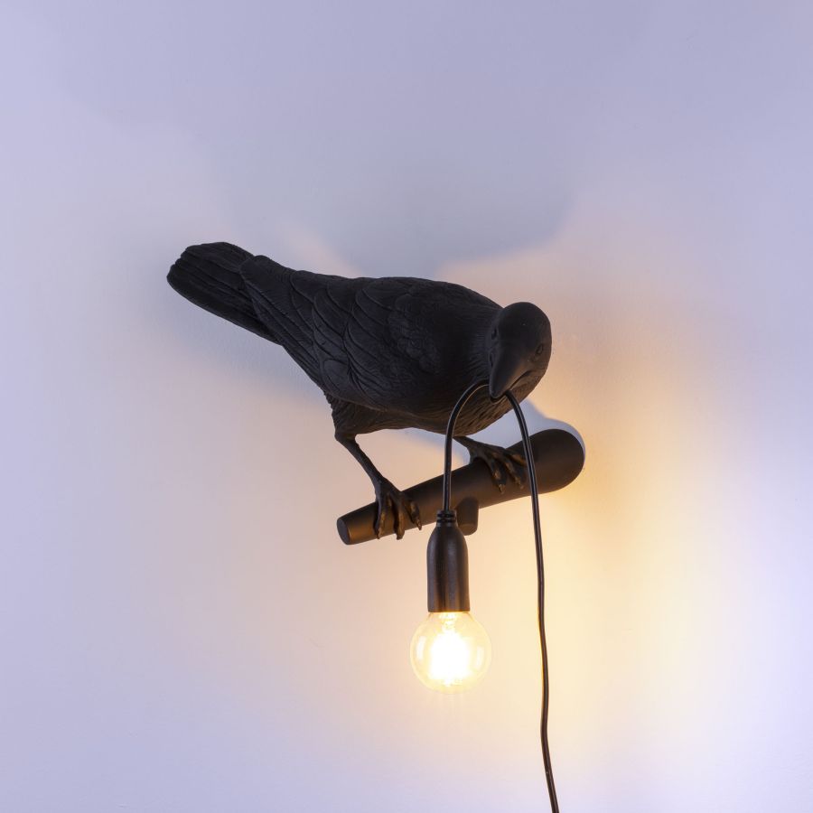 Seletti Bird Lamp Black Looking Right