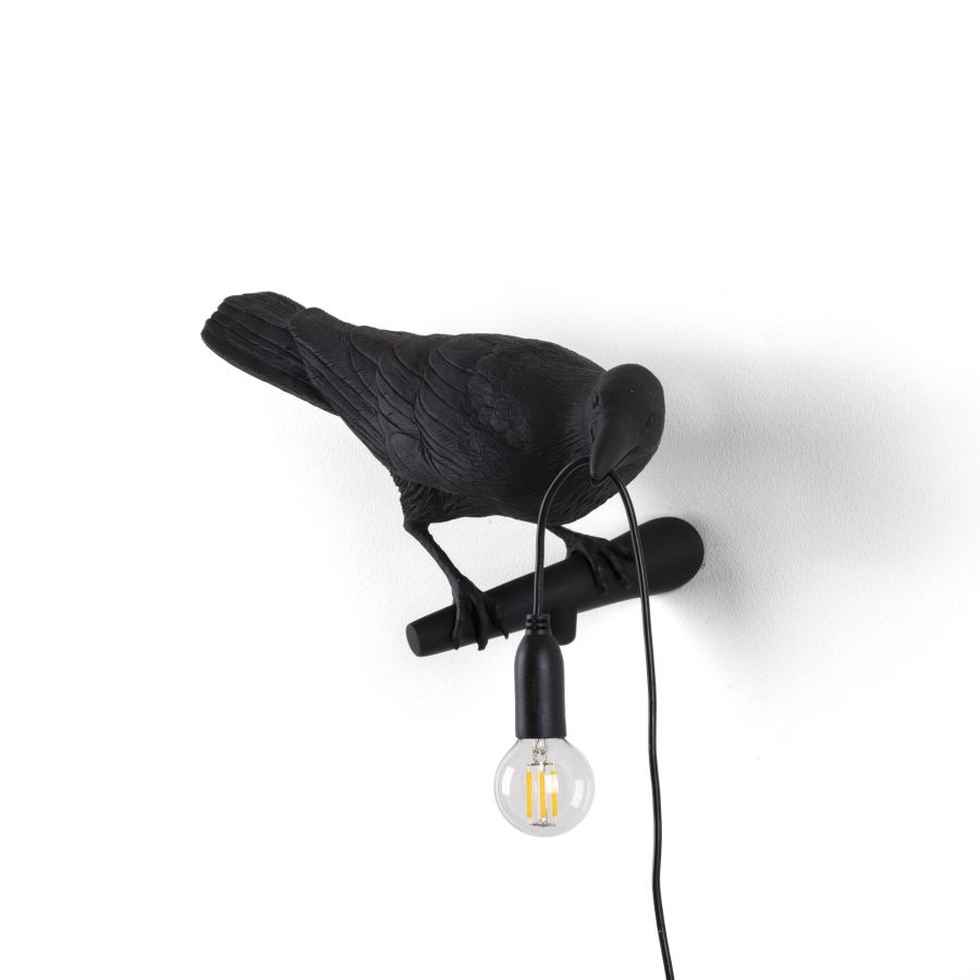 Seletti Bird Lamp Black Looking Right OUTDOOR