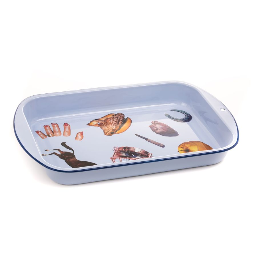 Seletti Enamel Baking Dish Light Blue