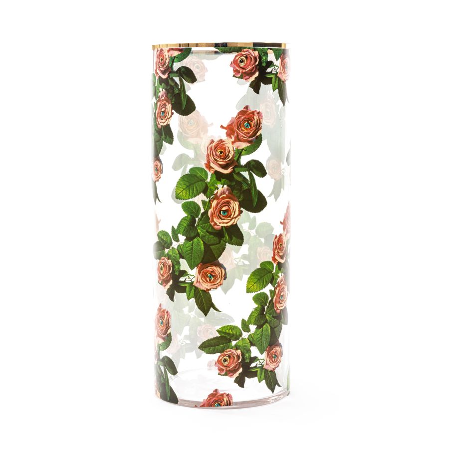 Seletti Glass Vase Roses Cylindrical Large