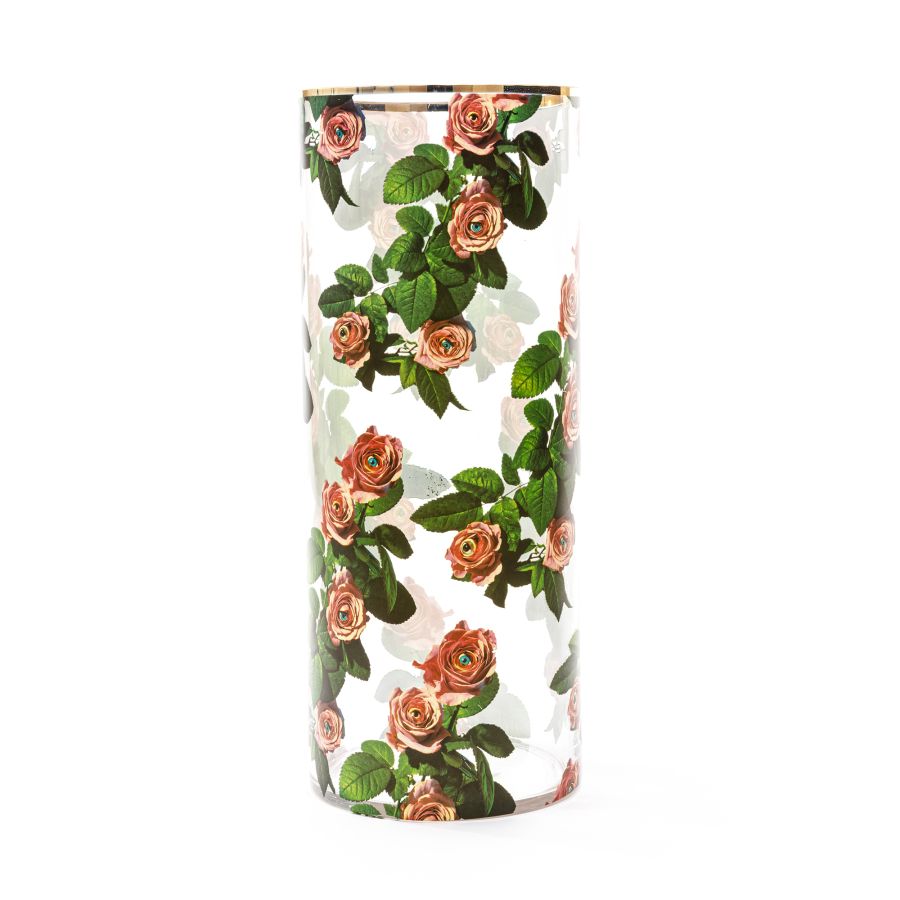Seletti Glass Vase Roses Cylindrical large