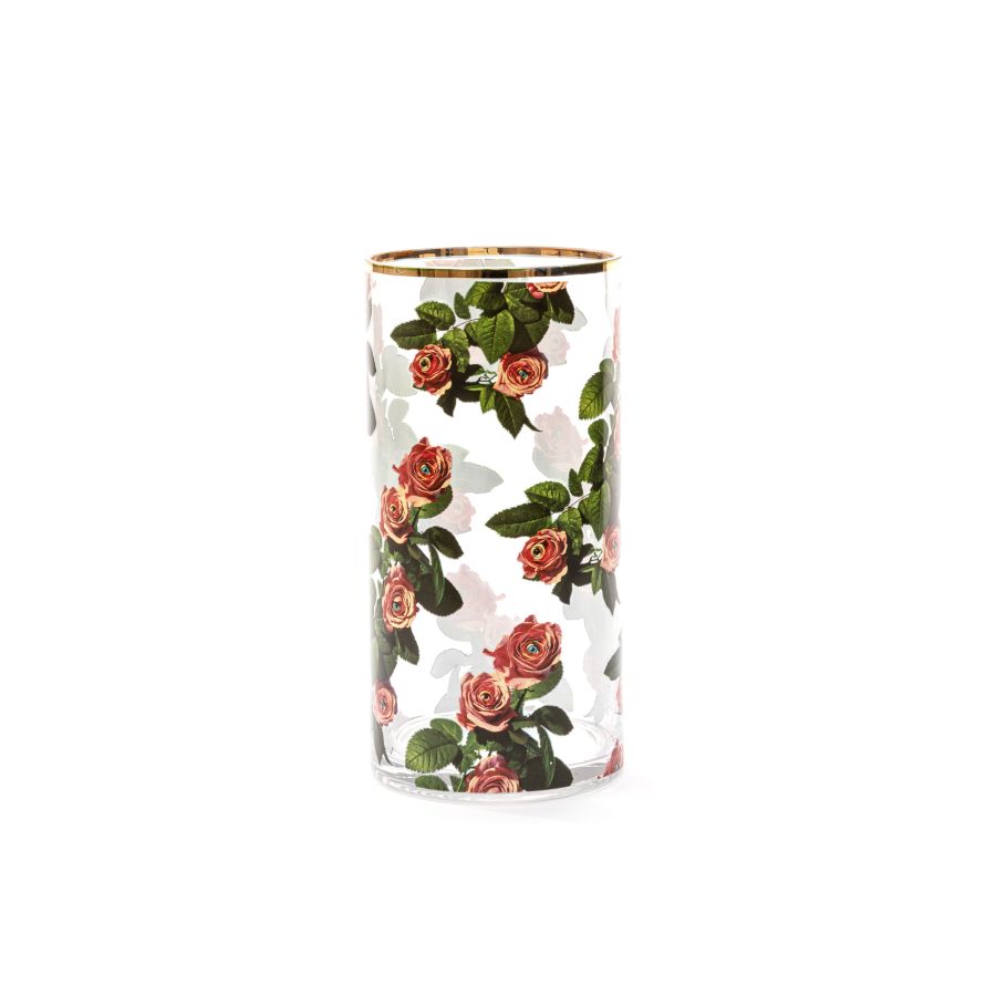Seletti Glass Vase Roses Cylindrical Medium