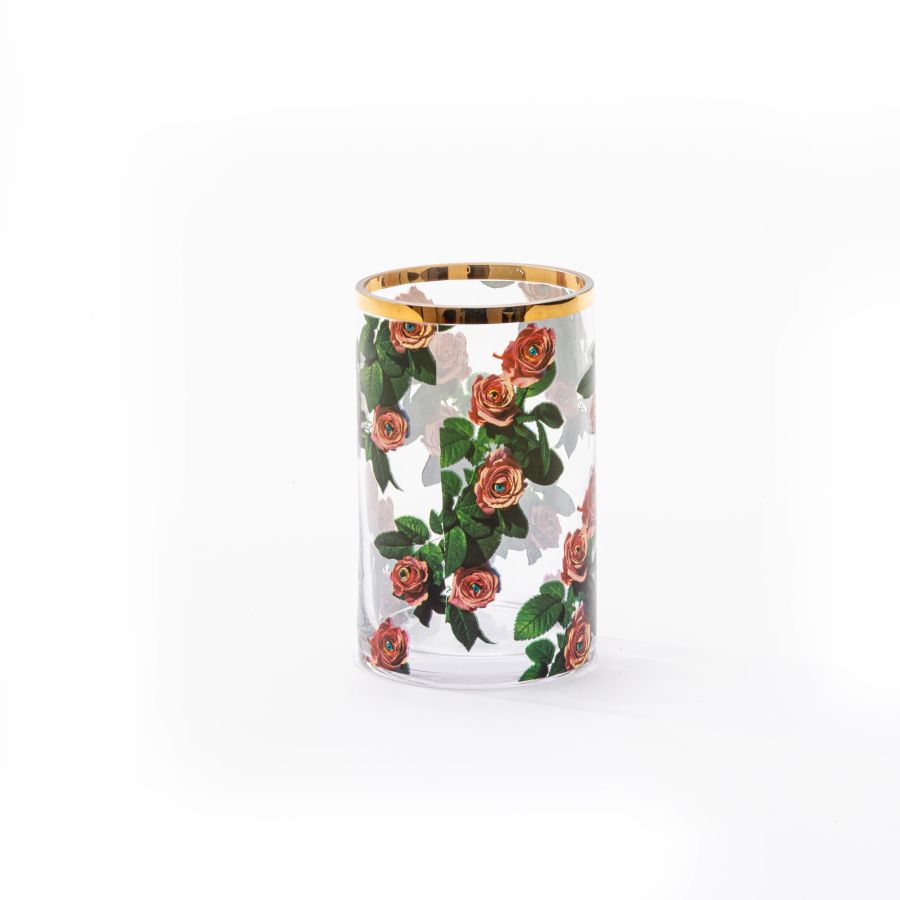 Seletti Glass Vase Roses Cylindrical Small