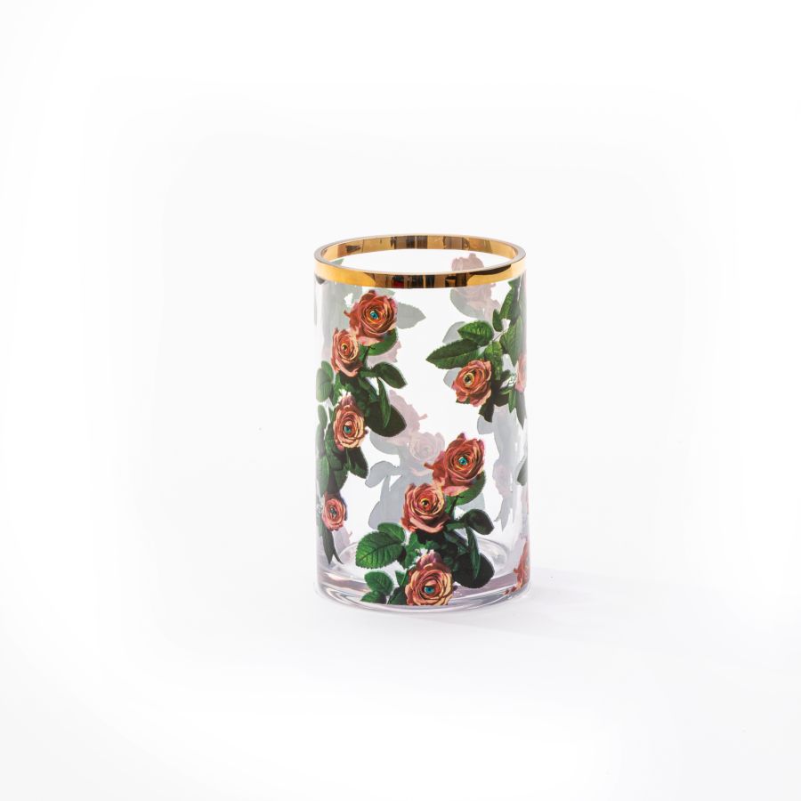 Seletti Glass Vase Roses Cylindrical small