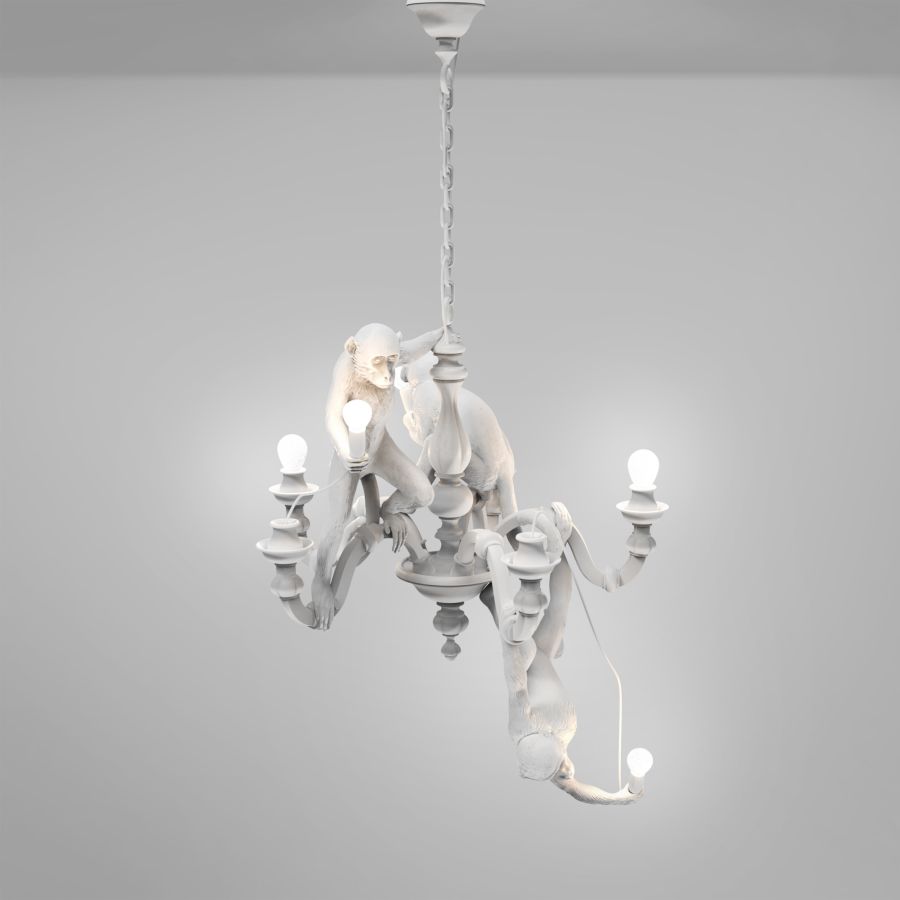 Seletti Monkey Chandelier White