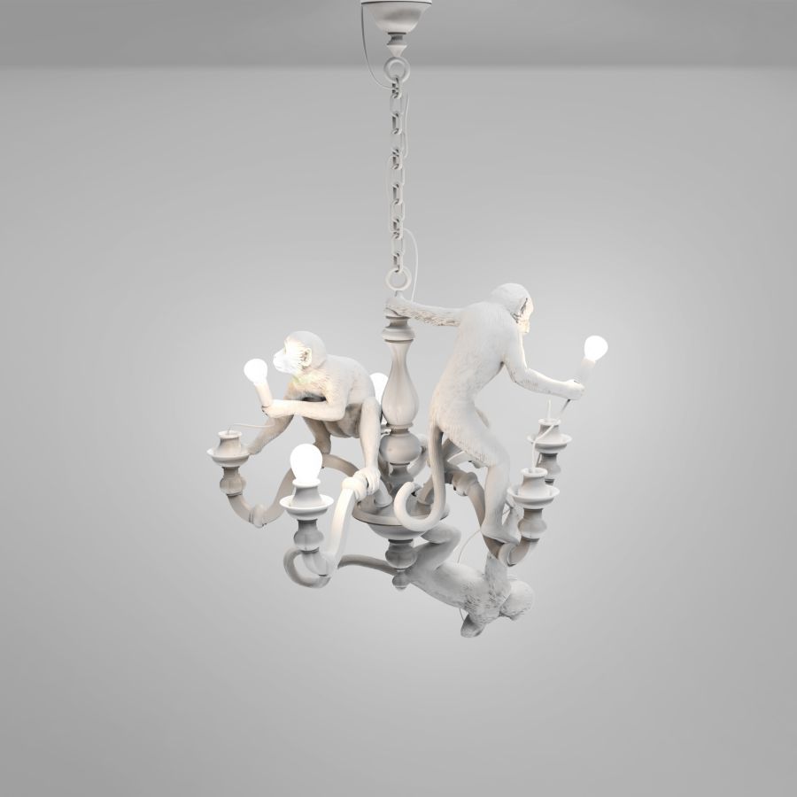 Seletti Monkey Chandelier White