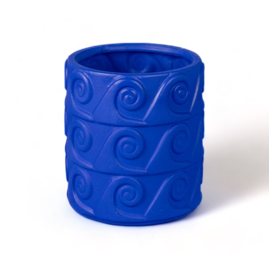 Seletti Terracotta Vase With Saucer Onda Blue